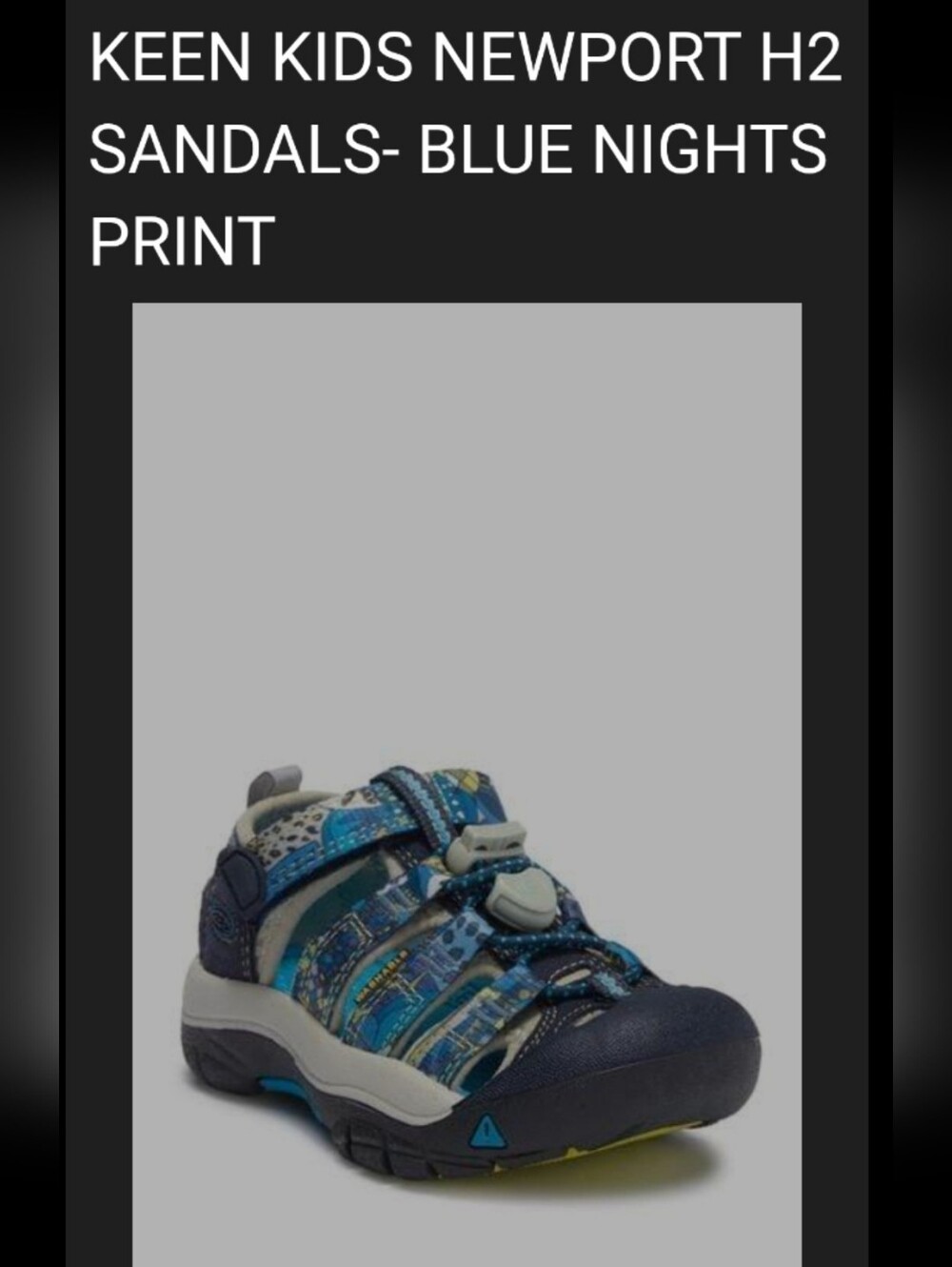 Keen Newport H2 Little Kids Sandals,Unisex Blue Nights Print,8 Toddler